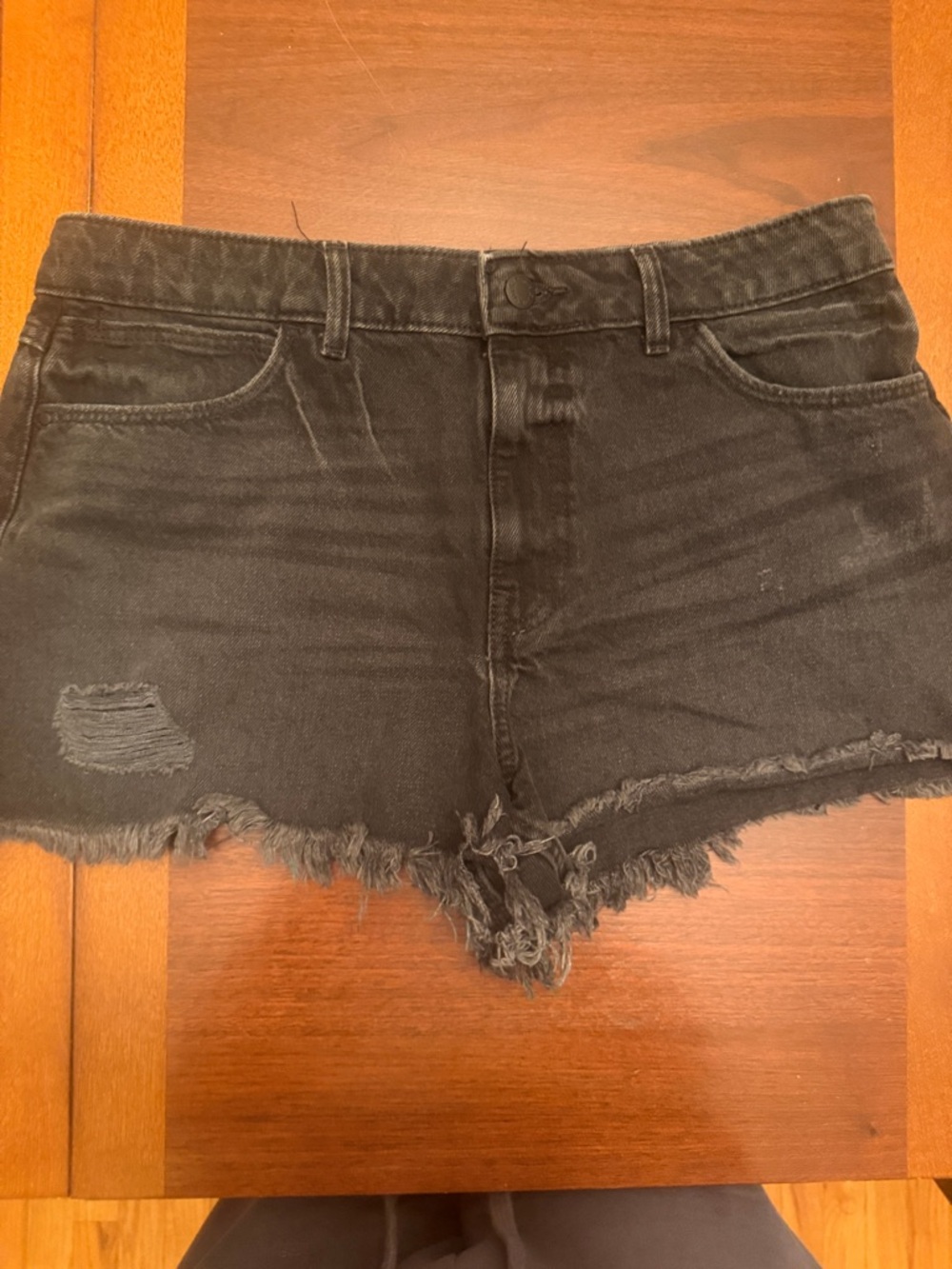 Wrangler Black Distressed Denim Jean Shorts